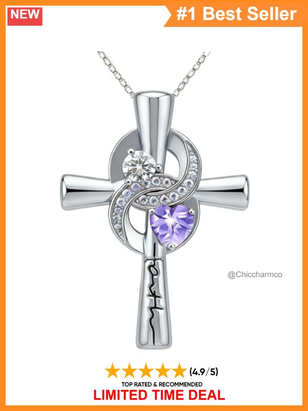 14K 18K Gold Plated Birthstone Cross Necklace Hypoallergenic Non Tarnish